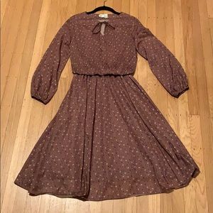 Vintage Tie-Neck Brown Dress
